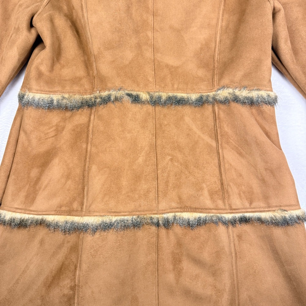 Vintage Penny Lane Afghan Faux Suede‎ Fur Trim Long Coat Womens Large Brown - Picture 9 of 11